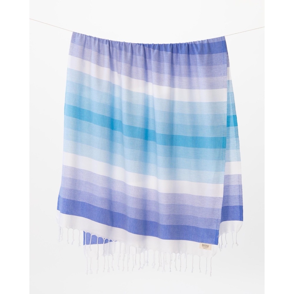 Teema The Blue Layers Turkish Towel 38x68 Organic Cotton Beach Bath Blanket NEW